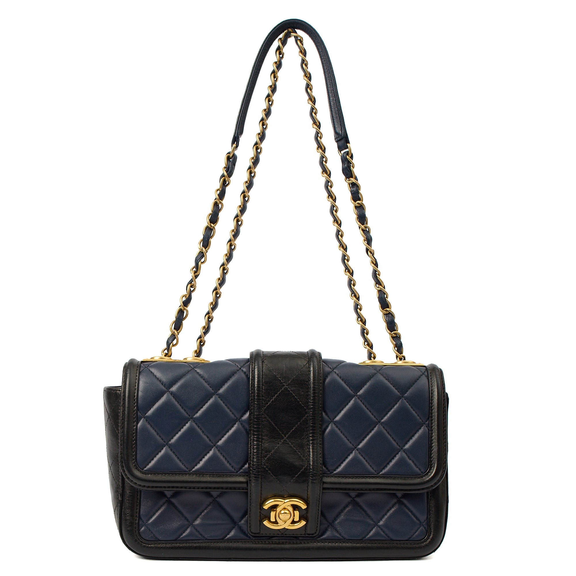 Chanel Shoulder Bag Timeless Single Flap in Navy, Lambskin Leather — Alternate View 7