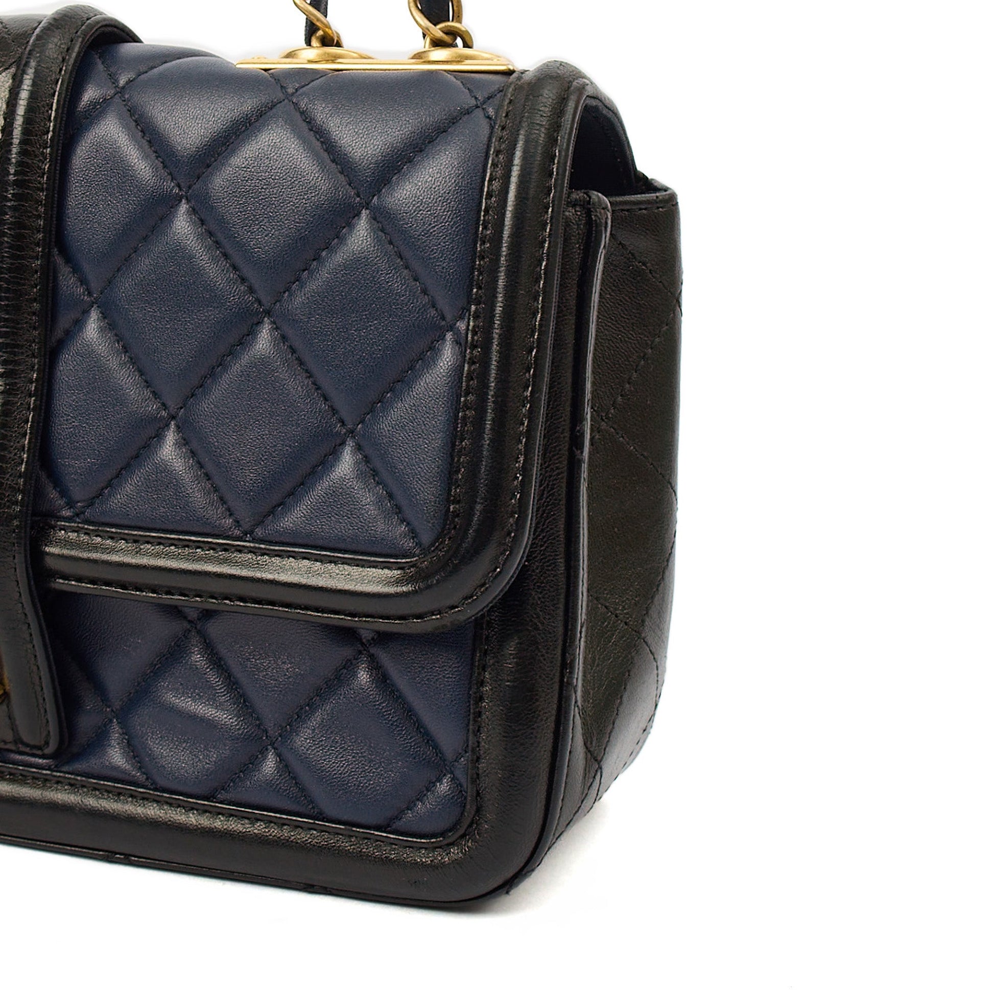Chanel Shoulder Bag Timeless Single Flap in Navy, Lambskin Leather — Lifestyle View