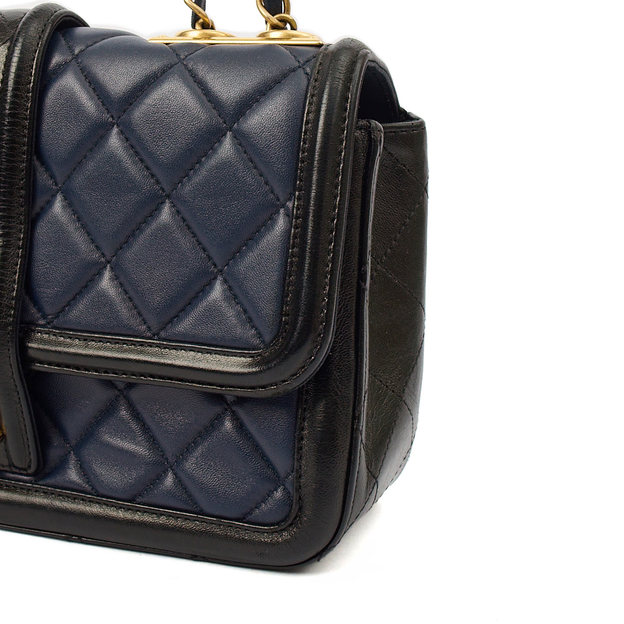 Chanel Shoulder Bag Timeless Single Flap in Navy, Lambskin Leather — Lifestyle View