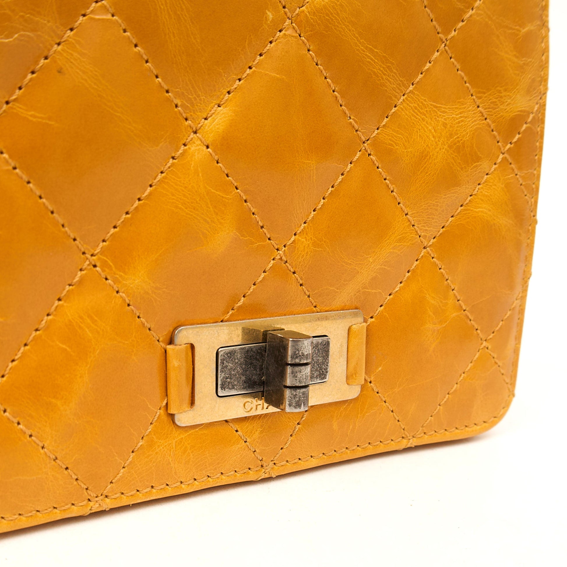 Chanel Top Handle Rita Dome in Yellow, Crinkled Calfskin Leather — Alternate View 10