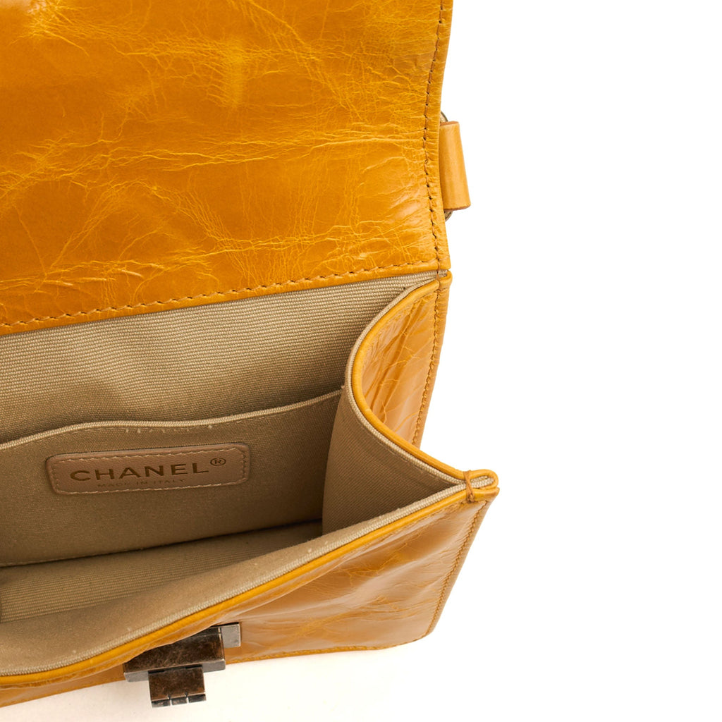 Chanel Top Handle Rita Dome in Yellow, Crinkled Calfskin Leather — Alternate View 8