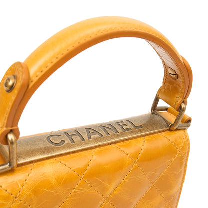 Chanel Top Handle Rita Dome in Yellow, Crinkled Calfskin Leather — Lifestyle View