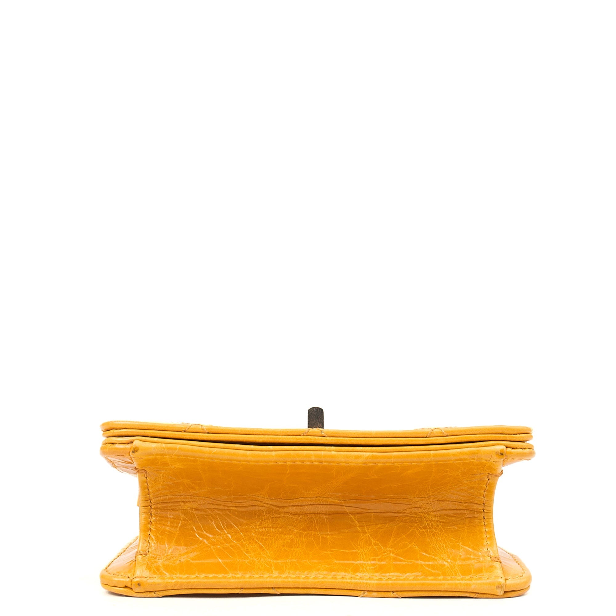 Chanel Top Handle Rita Dome in Yellow, Crinkled Calfskin Leather — Alternate View 15