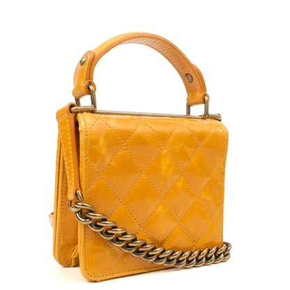 Chanel Top Handle Rita Dome in Yellow, Crinkled Calfskin Leather — Alternate View 12