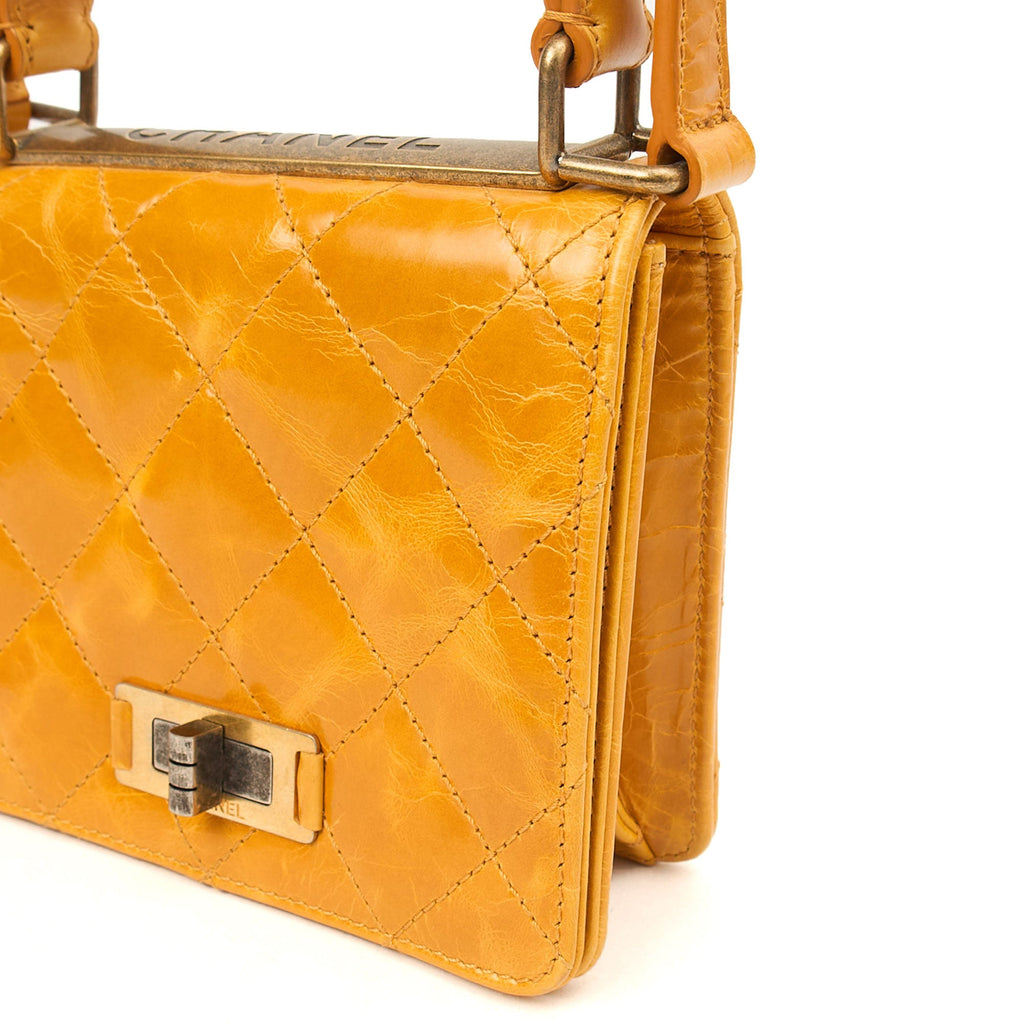 Chanel Top Handle Rita Dome in Yellow, Crinkled Calfskin Leather — Alternate View 19