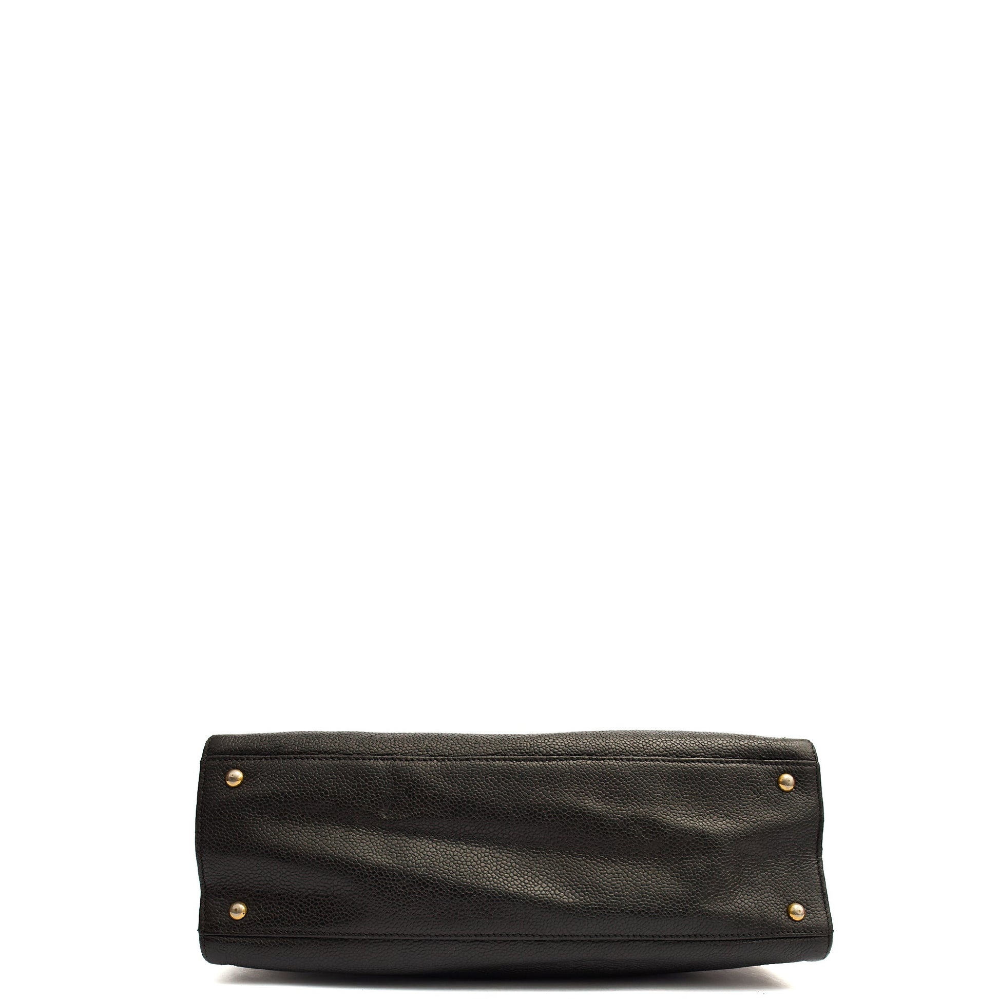 Chanel Tote Vintage Tote in Black, Caviar Leather — Top View