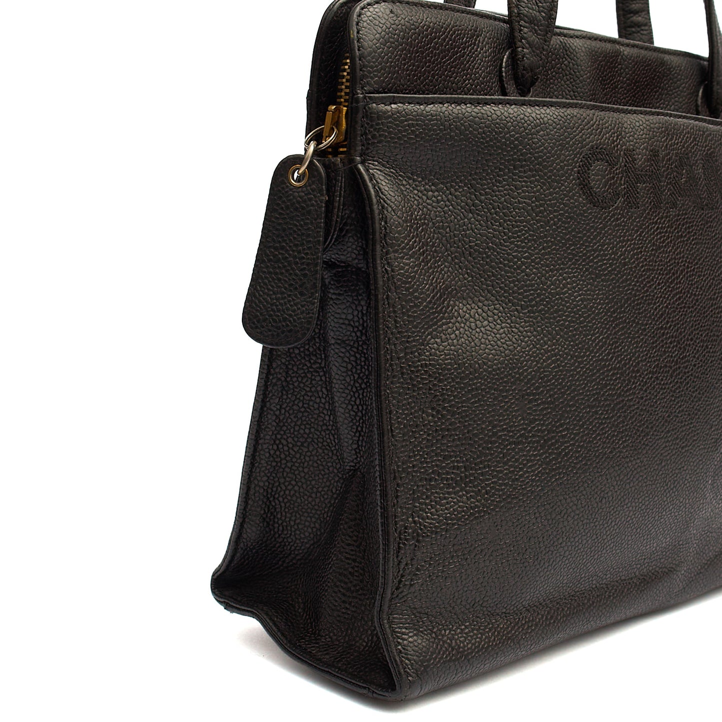 Chanel Tote Vintage Tote in Black, Caviar Leather — Alternate View 7