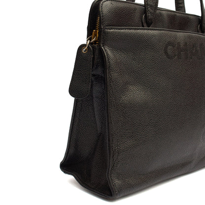 Chanel Tote Vintage Tote in Black, Caviar Leather — Alternate View 15