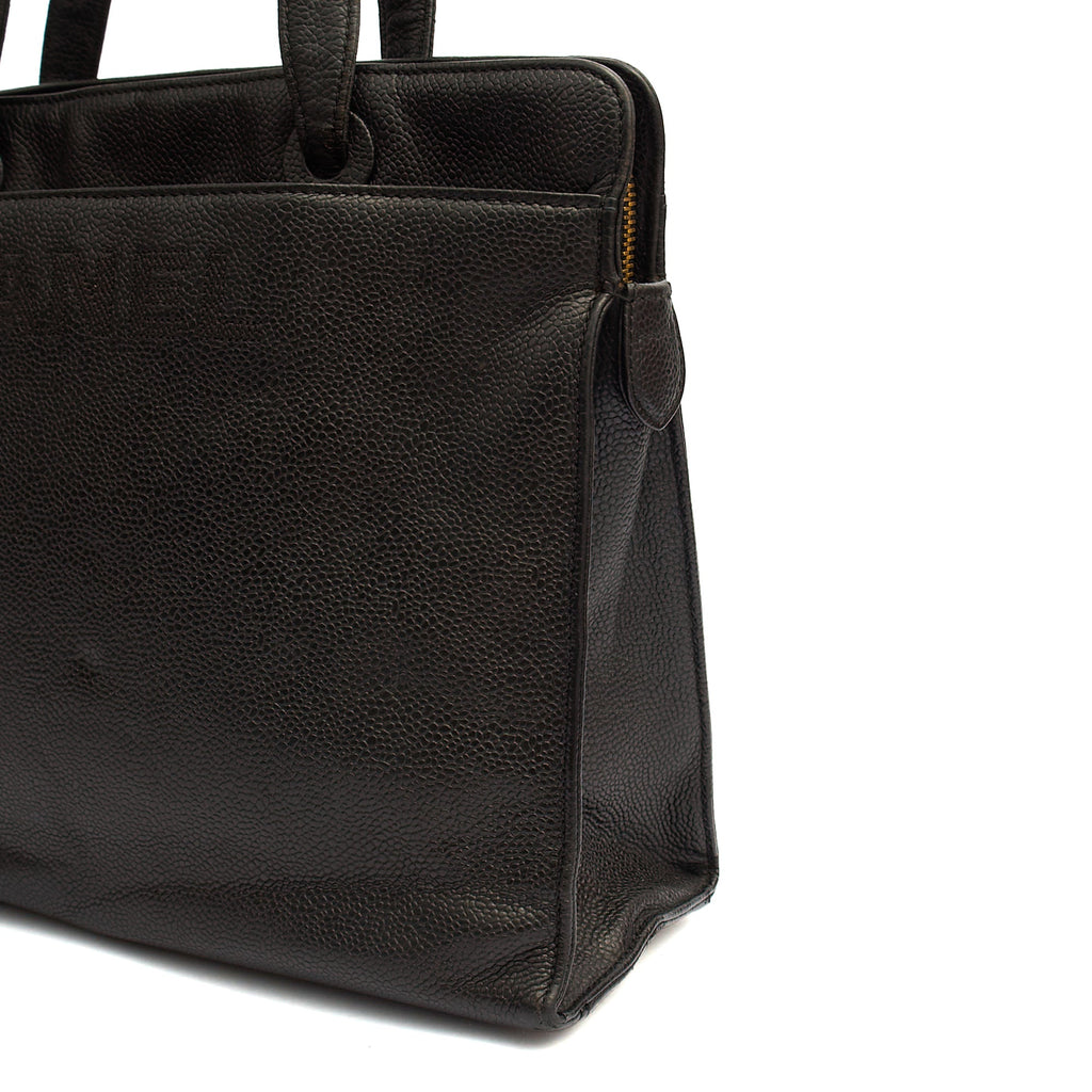 Chanel Tote Vintage Tote in Black, Caviar Leather — Alternate View 21