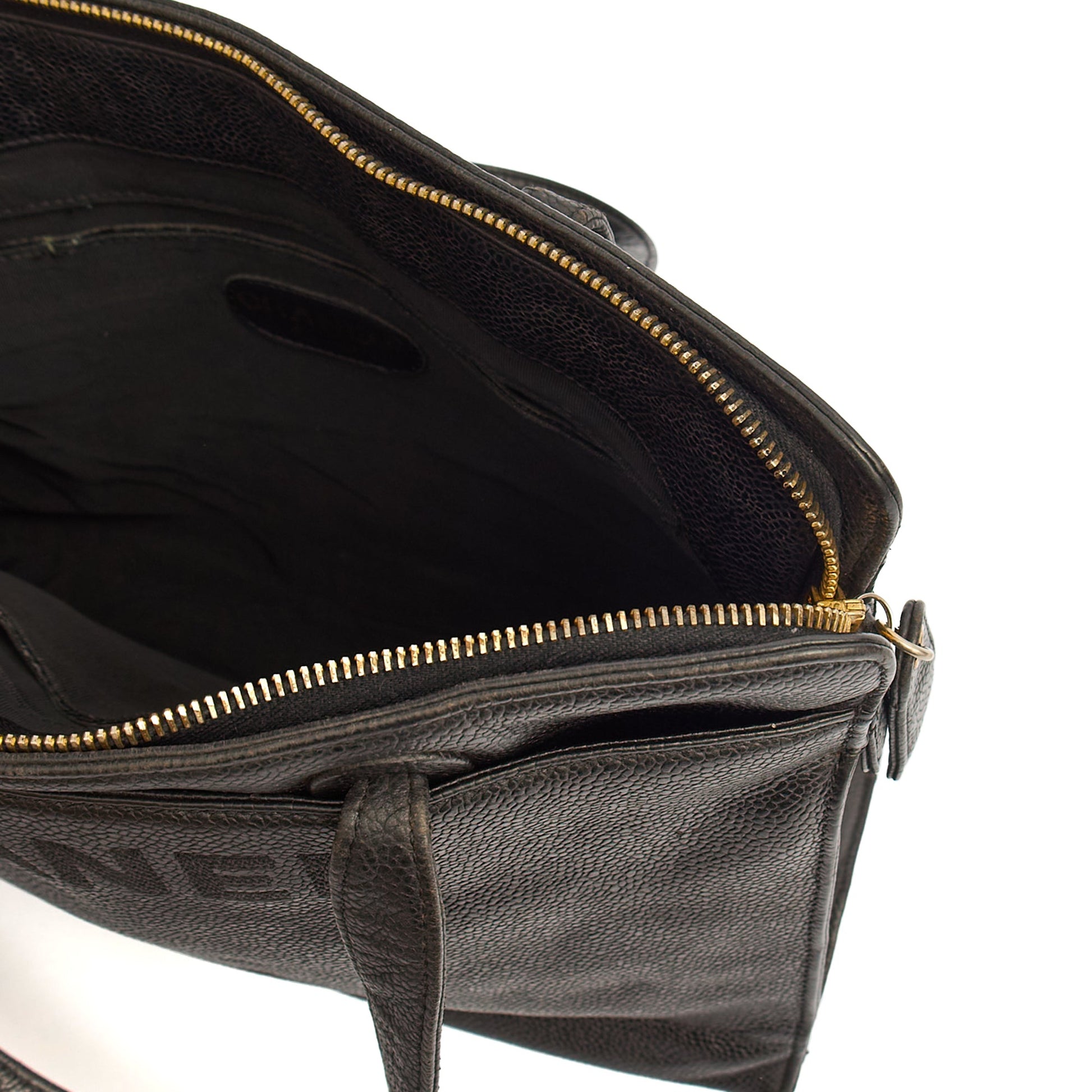 Chanel Tote Vintage Tote in Black, Caviar Leather — Alternate View 24