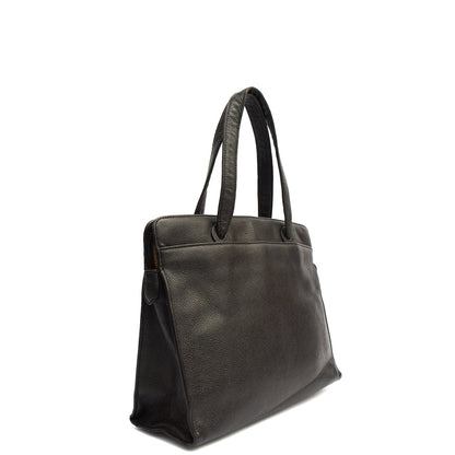 Chanel Tote Vintage Tote in Black, Caviar Leather — Side View