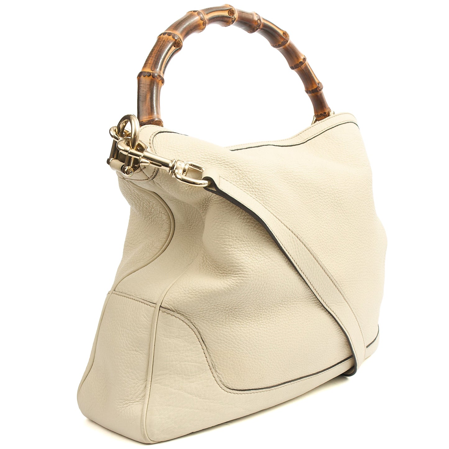 Gucci Tote Bamboo hobo in Cream, Leather — Side View
