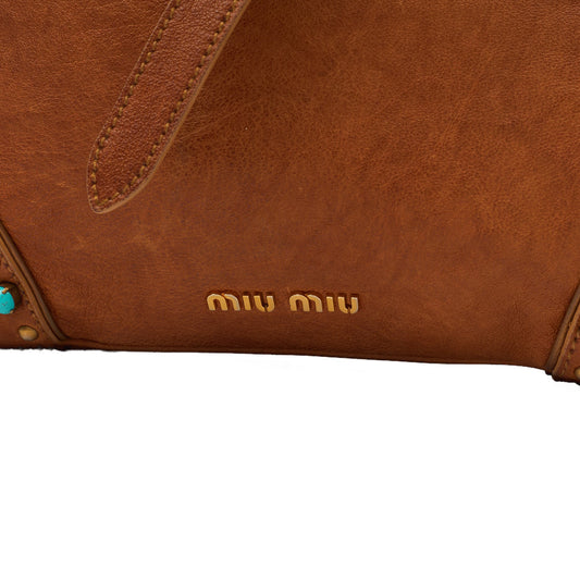 Miu Miu Tote Shoulder Bag in Brown, Leather — Side View