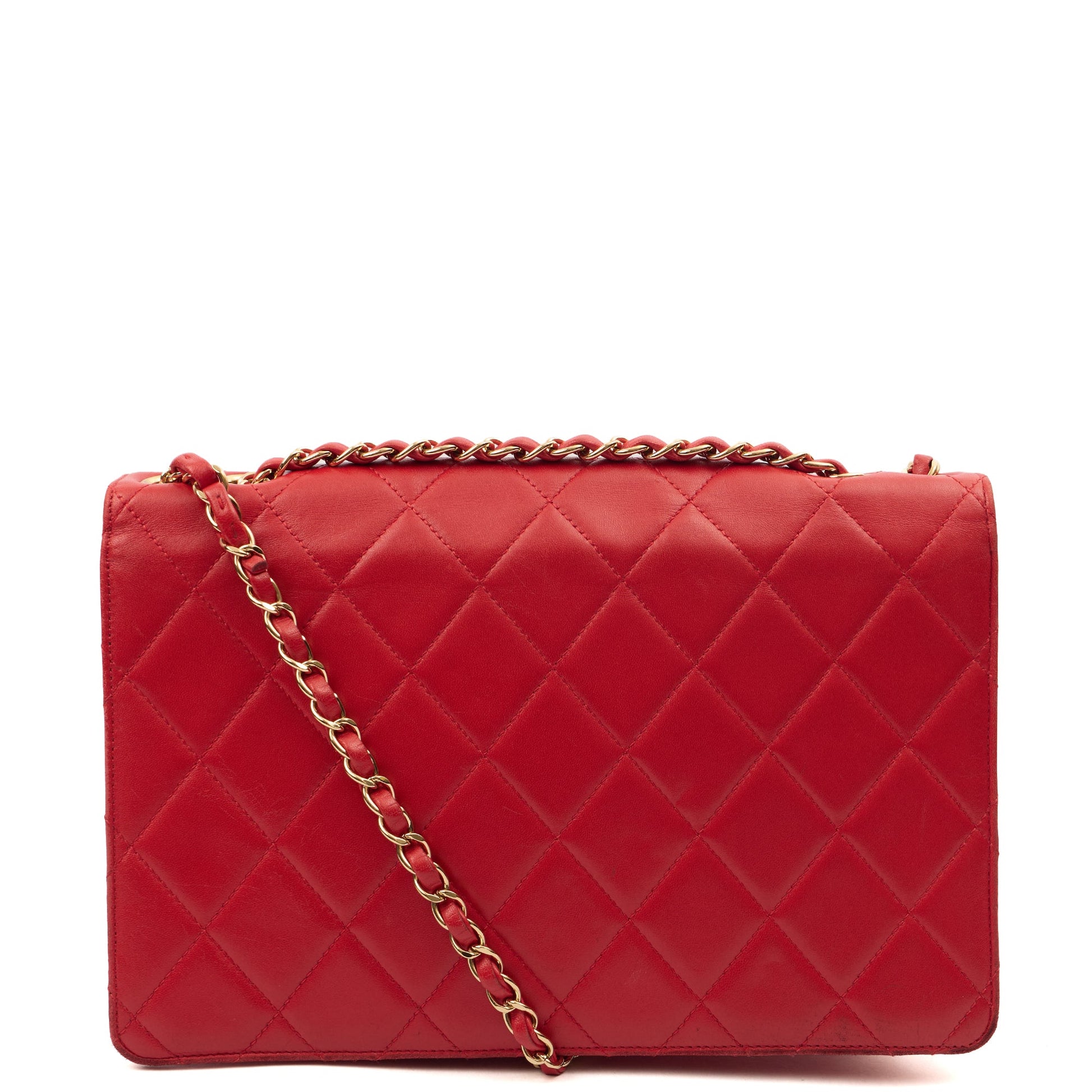 Chanel Shoulder Bag Golden Class Wallet On Chain in Red, Lambskin Leather — Top View