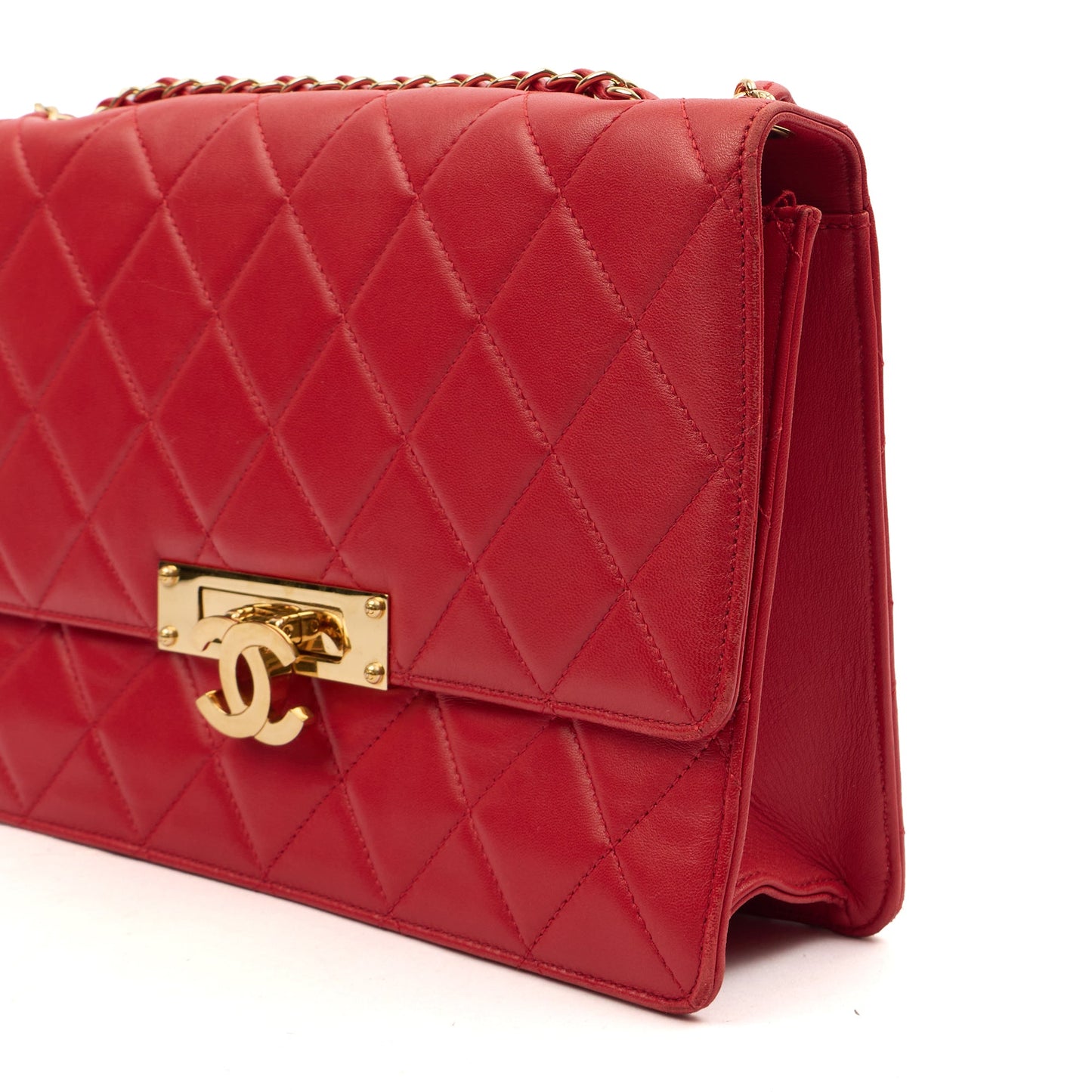 Chanel Shoulder Bag Golden Class Wallet On Chain in Red, Lambskin Leather — Lifestyle View