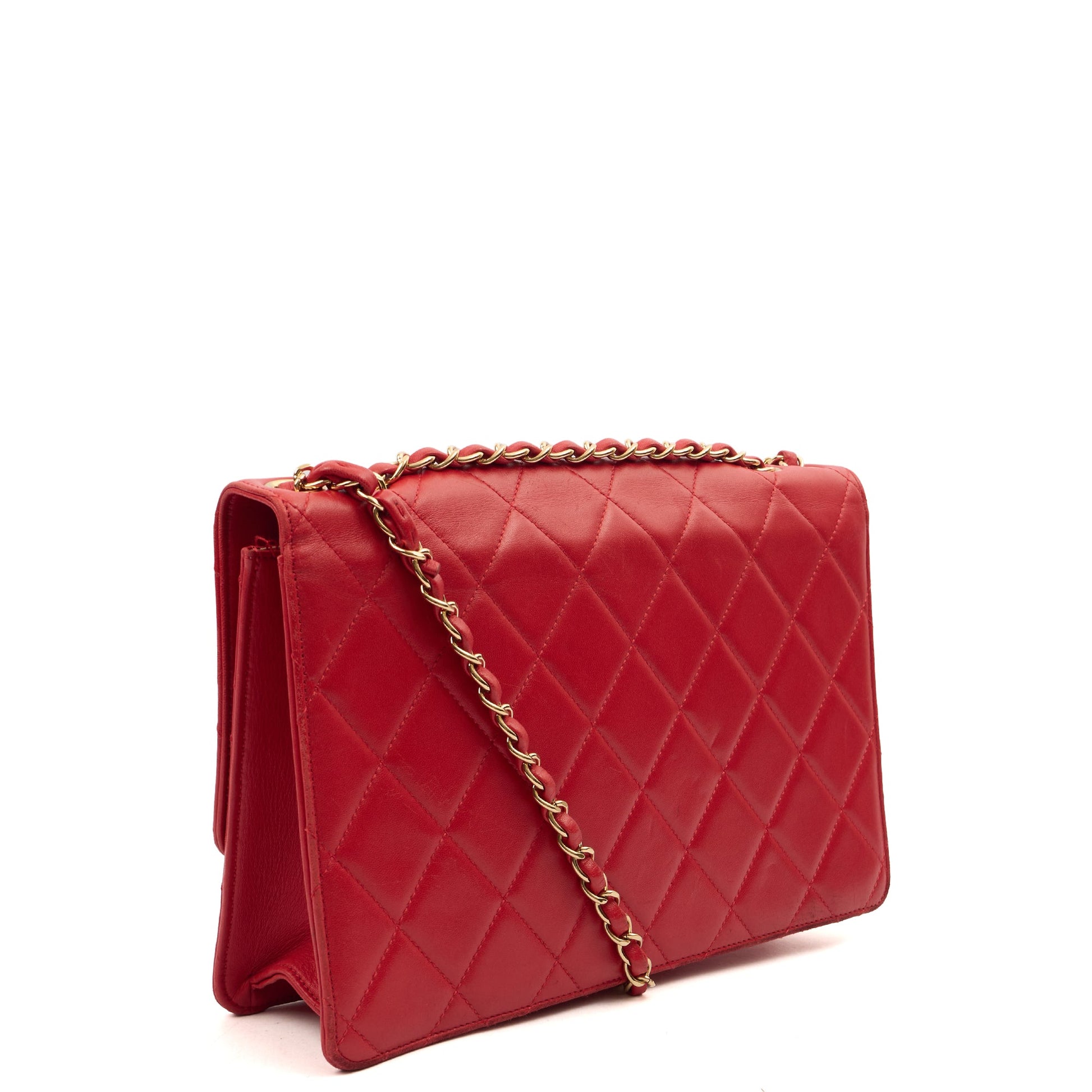 Chanel Shoulder Bag Golden Class Wallet On Chain in Red, Lambskin Leather — Back View