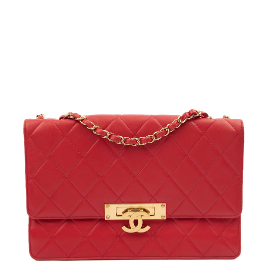 Chanel Shoulder Bag Golden Class Wallet On Chain in Red, Lambskin Leather — Front View