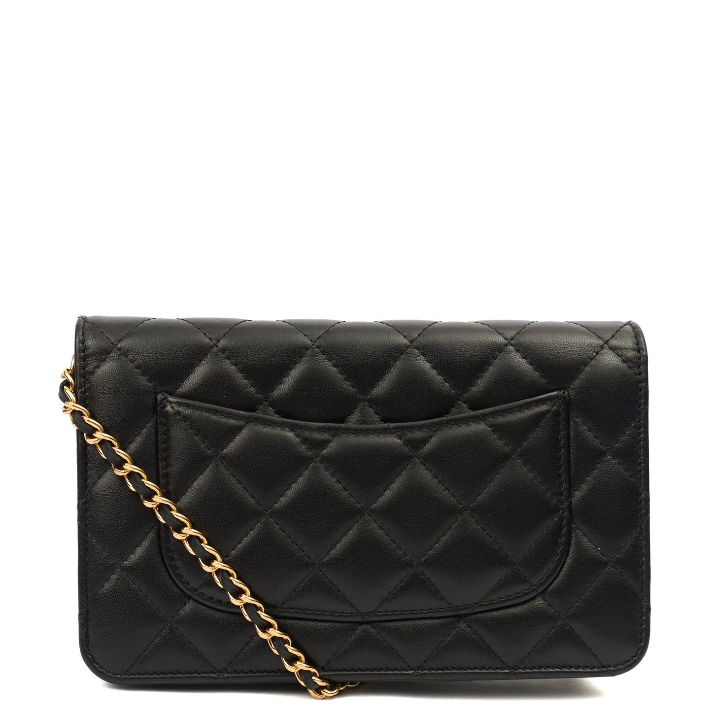Chanel Cross Body Wallet on Chain in Black, Lambskin Leather — Top View