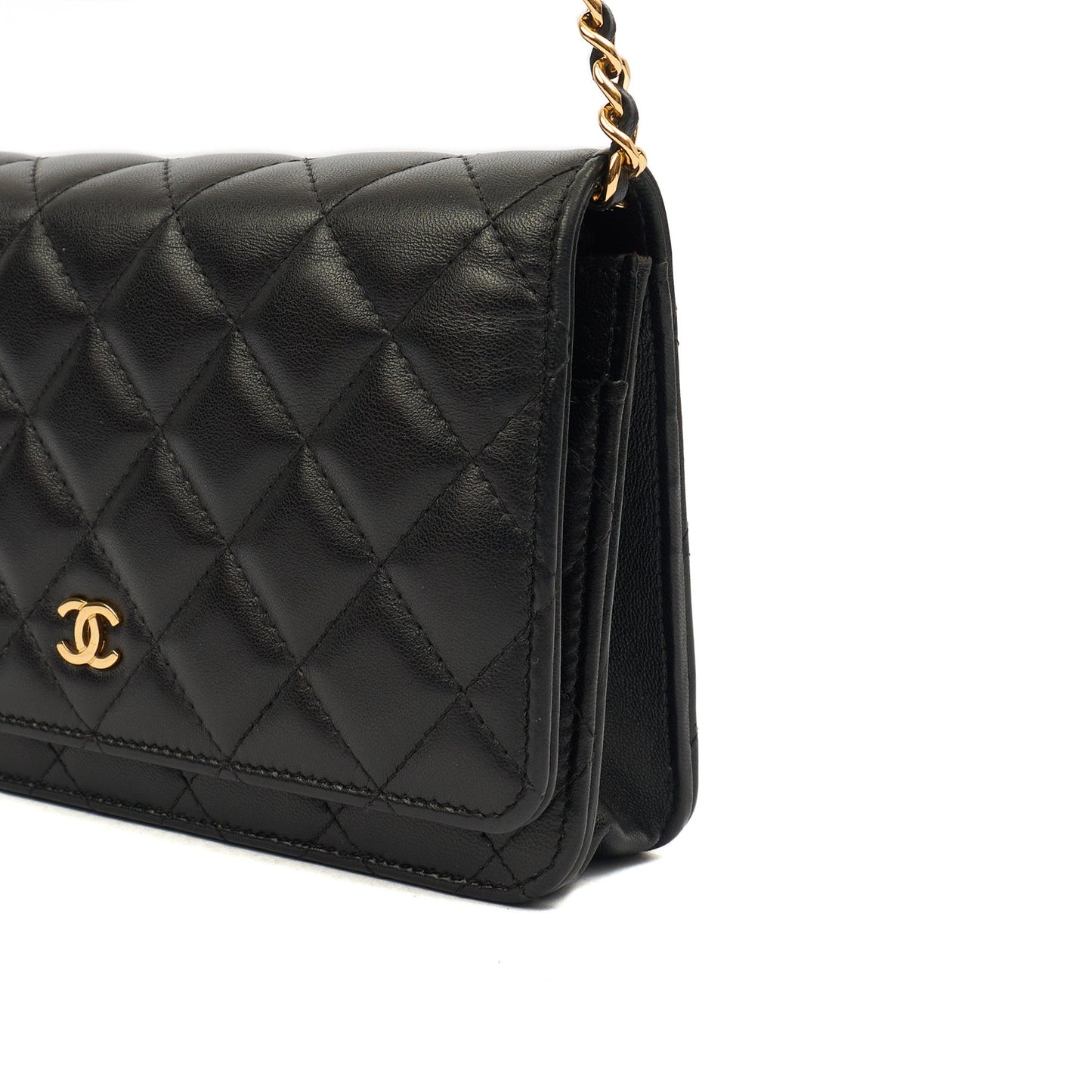 Chanel Cross Body Wallet on Chain in Black, Lambskin Leather — Lifestyle View