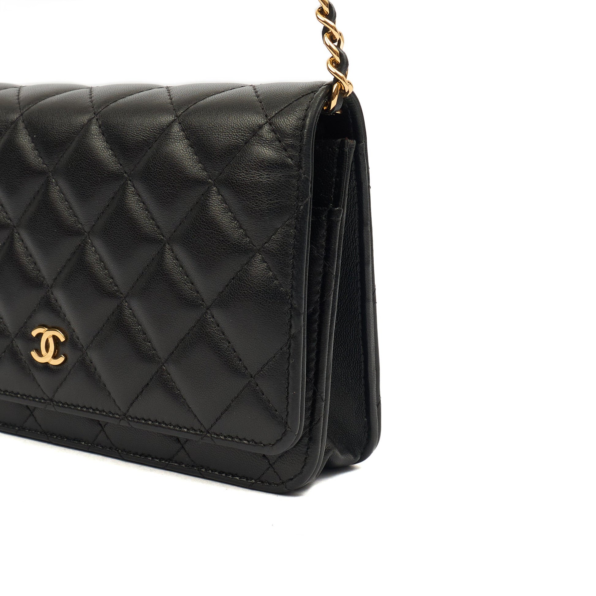 Chanel Cross Body Wallet on Chain in Black, Lambskin Leather — Lifestyle View