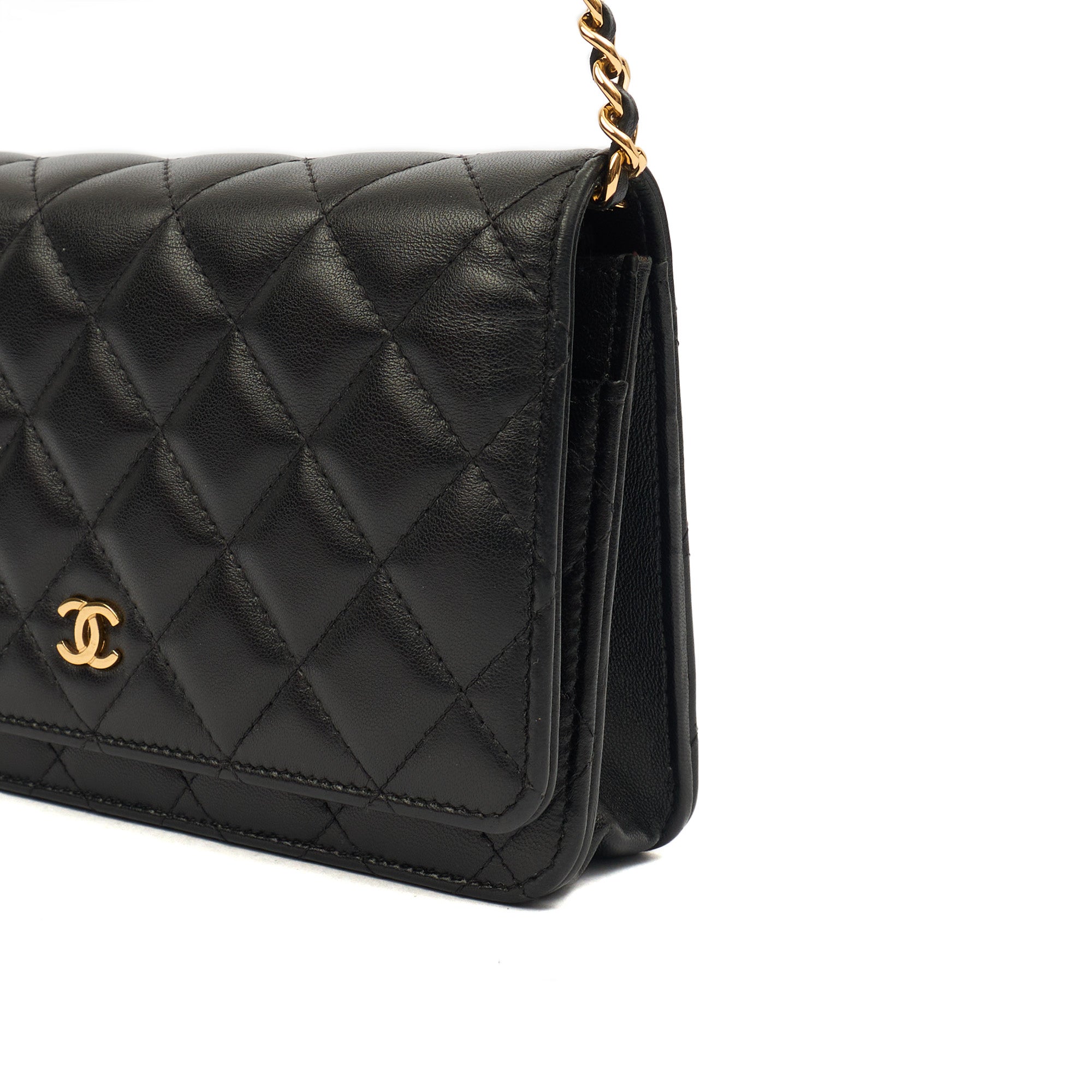 Chanel Cross Body Wallet on Chain in Black, Lambskin Leather — Alternate View 24
