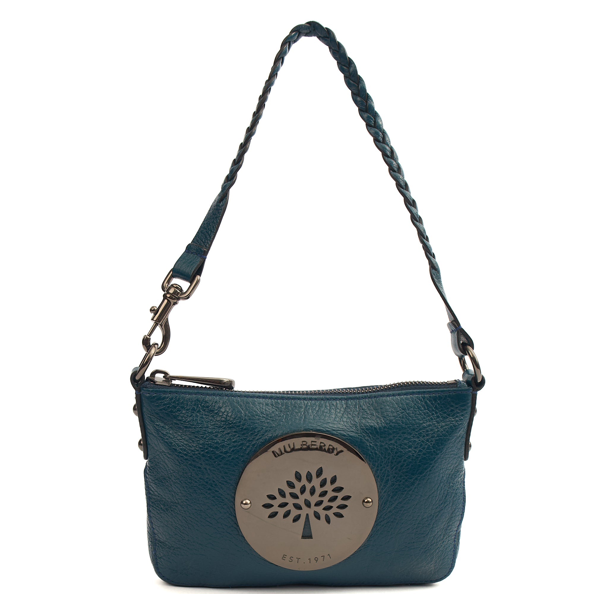 Mulberry Shoulder Bag Daria Pouch in Blue, Leather — Front View