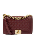 Chanel Shoulder Bag Boy - Medium in Red, Calfskin Leather — Front View