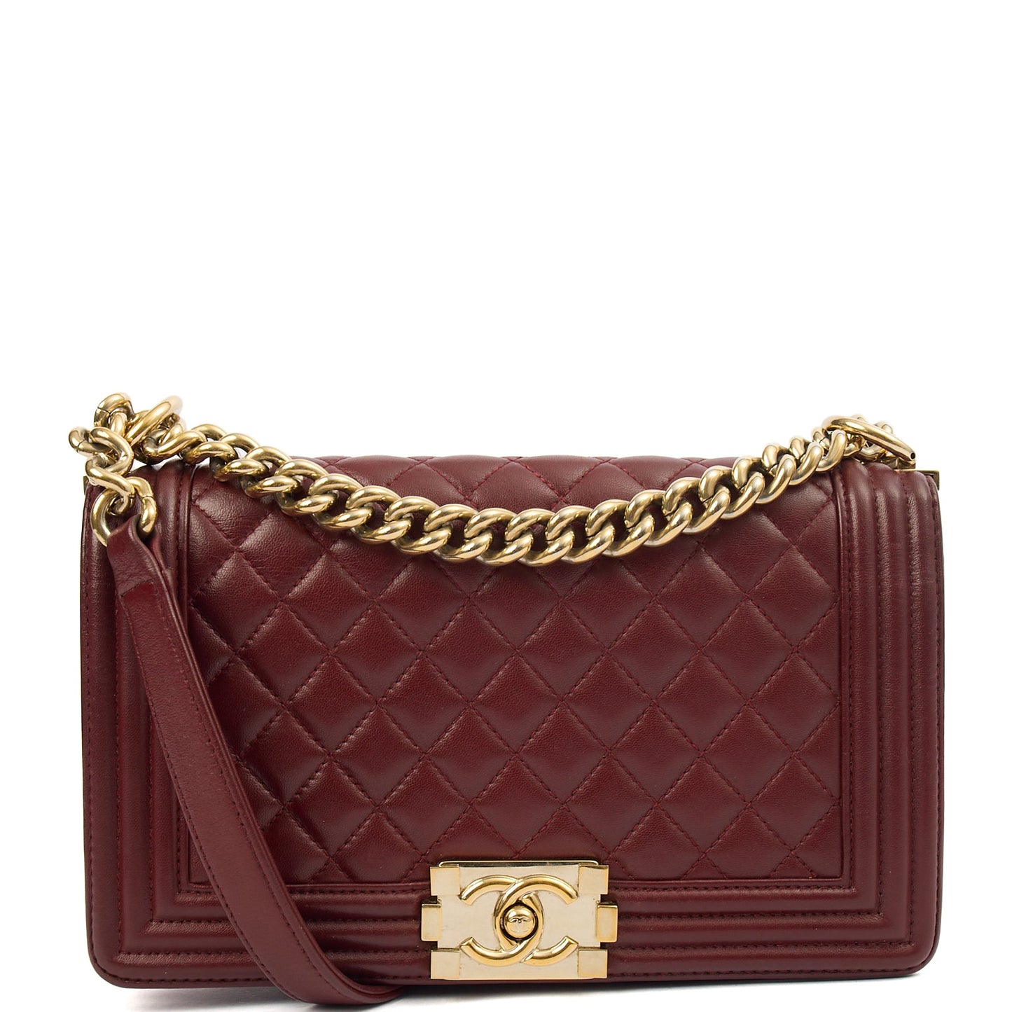Chanel Shoulder Bag Boy - Medium in Red, Calfskin Leather — Alternate View 11
