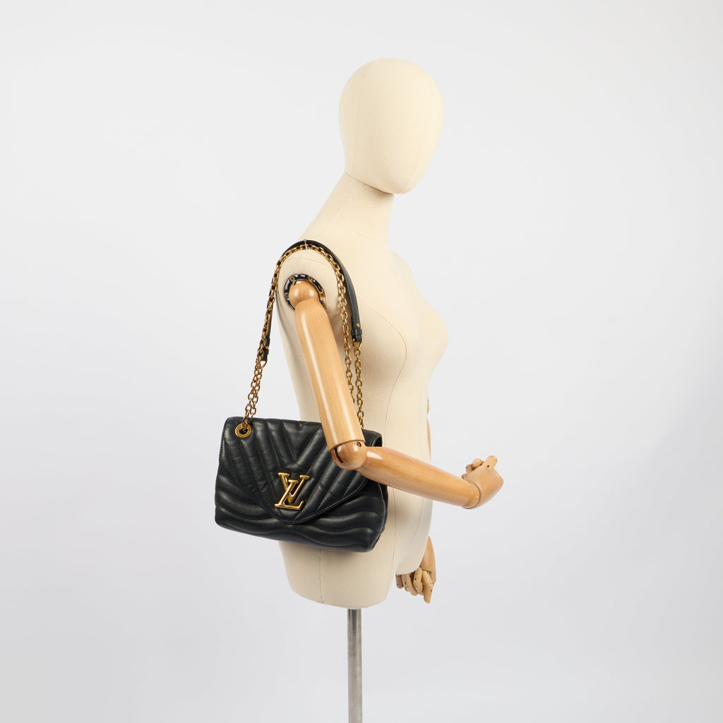 Louis Vuitton Shoulder Bag New Wave PM Chain Bag  in Black, Leather — Lifestyle View