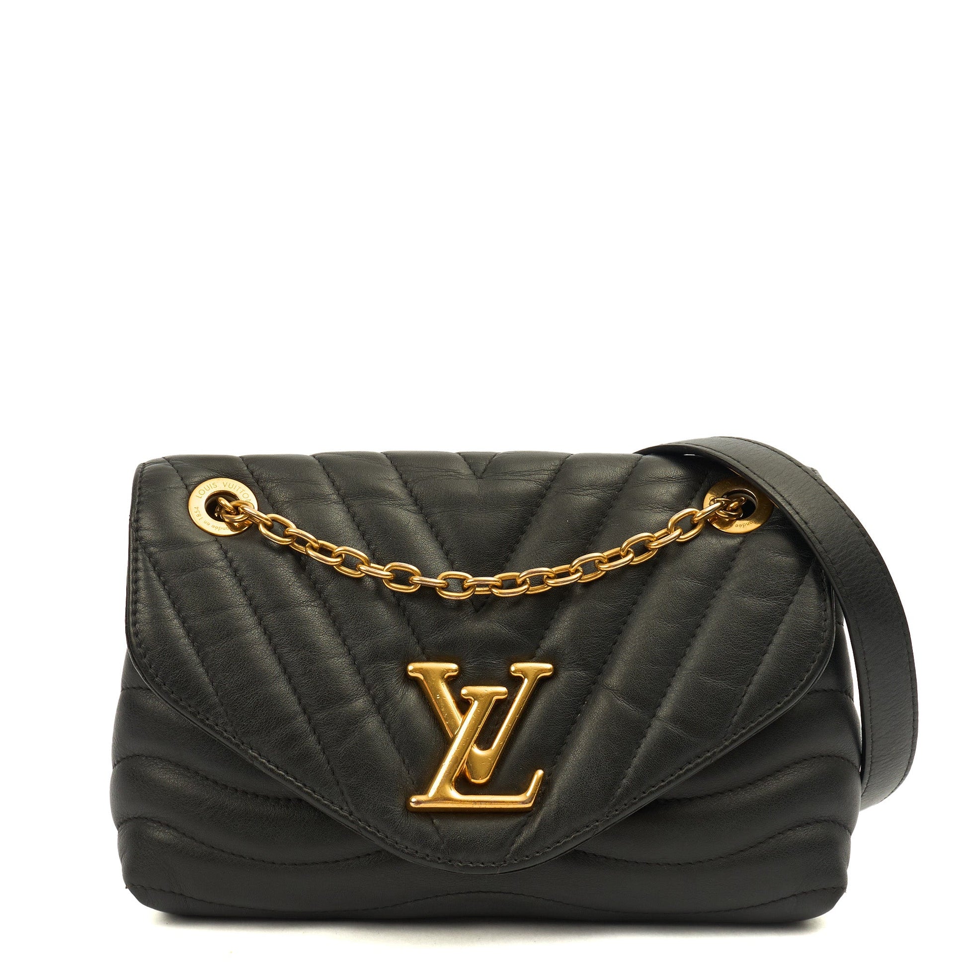 Louis Vuitton Shoulder Bag New Wave PM Chain Bag  in Black, Leather — Front View