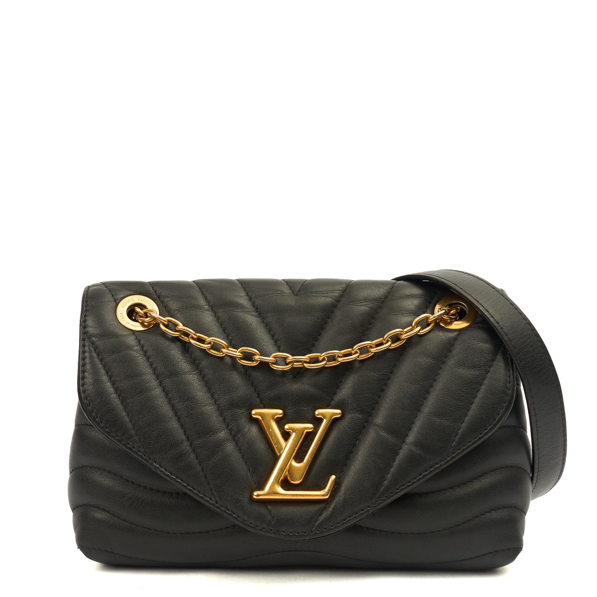 Louis Vuitton Shoulder Bag New Wave PM Chain Bag  in Black, Leather — Front View