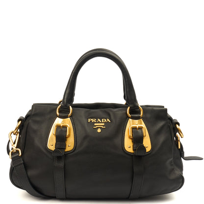 Prada Cross Body Shoulder Bag in Black, Leather — Front View