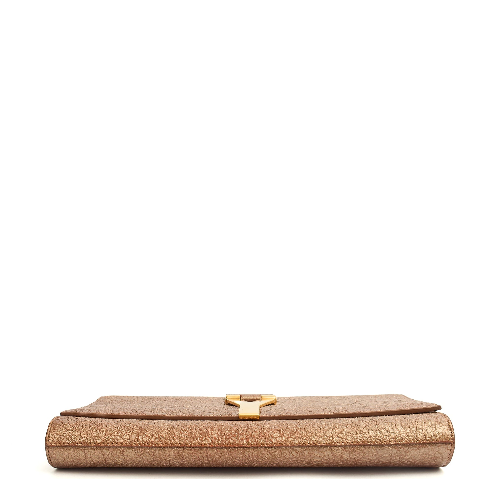 Saint Laurent Clutch Y Ligne Clutch  in Metallic, Calfskin Leather — Top View