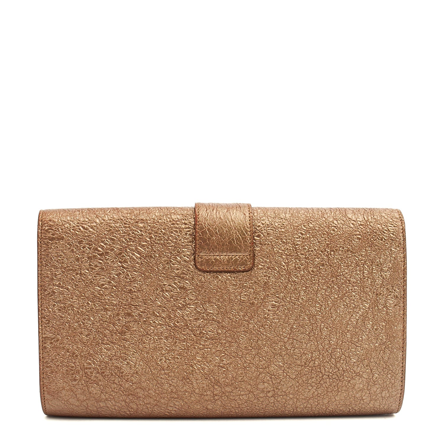 Saint Laurent Clutch Y Ligne Clutch  in Metallic, Calfskin Leather — Back View