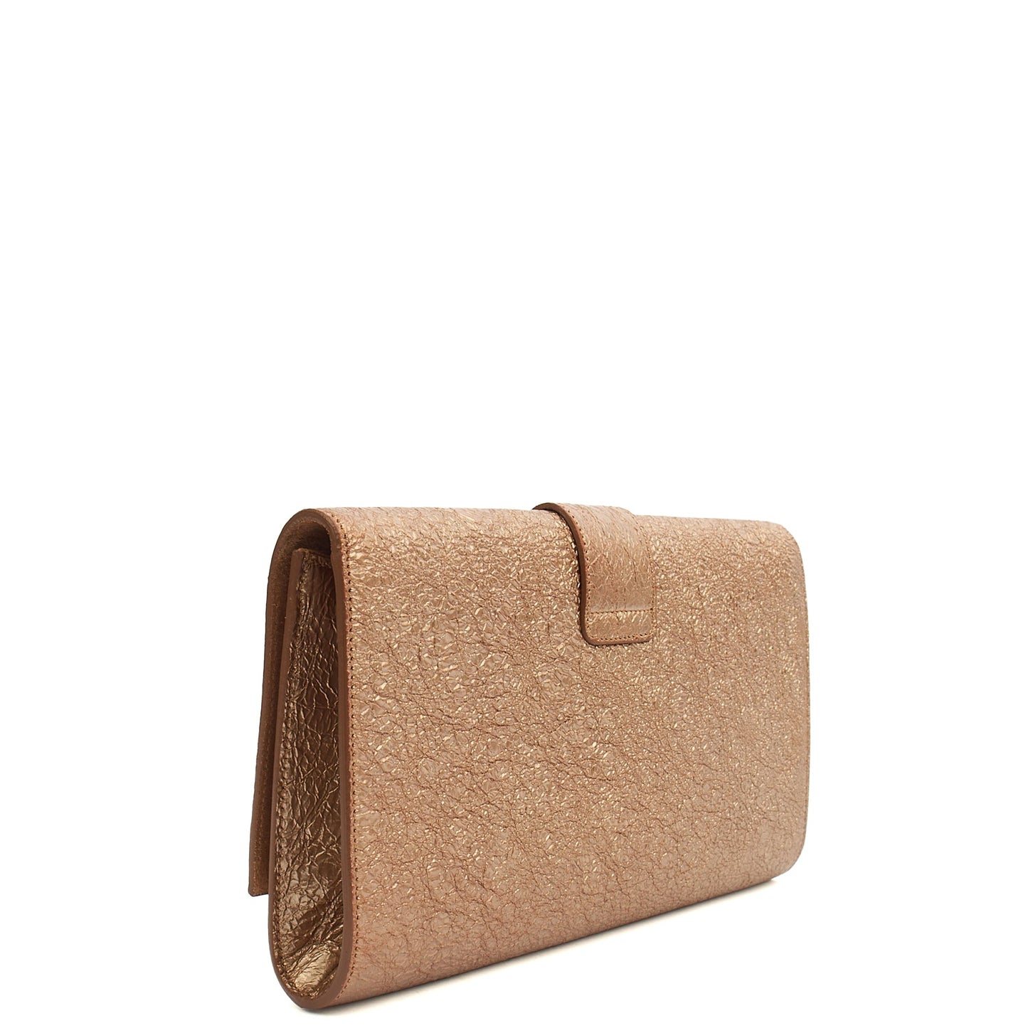 Saint Laurent Clutch Y Ligne Clutch  in Metallic, Calfskin Leather — Side View