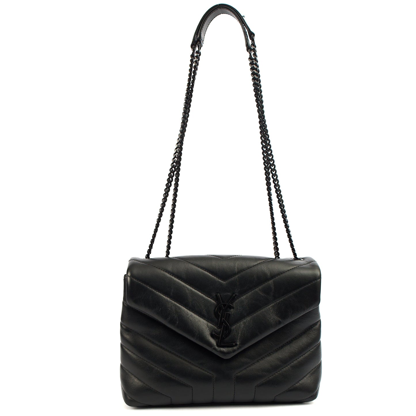Saint Laurent Cross Body Lou Lou - Small in Black, Leather — Back View