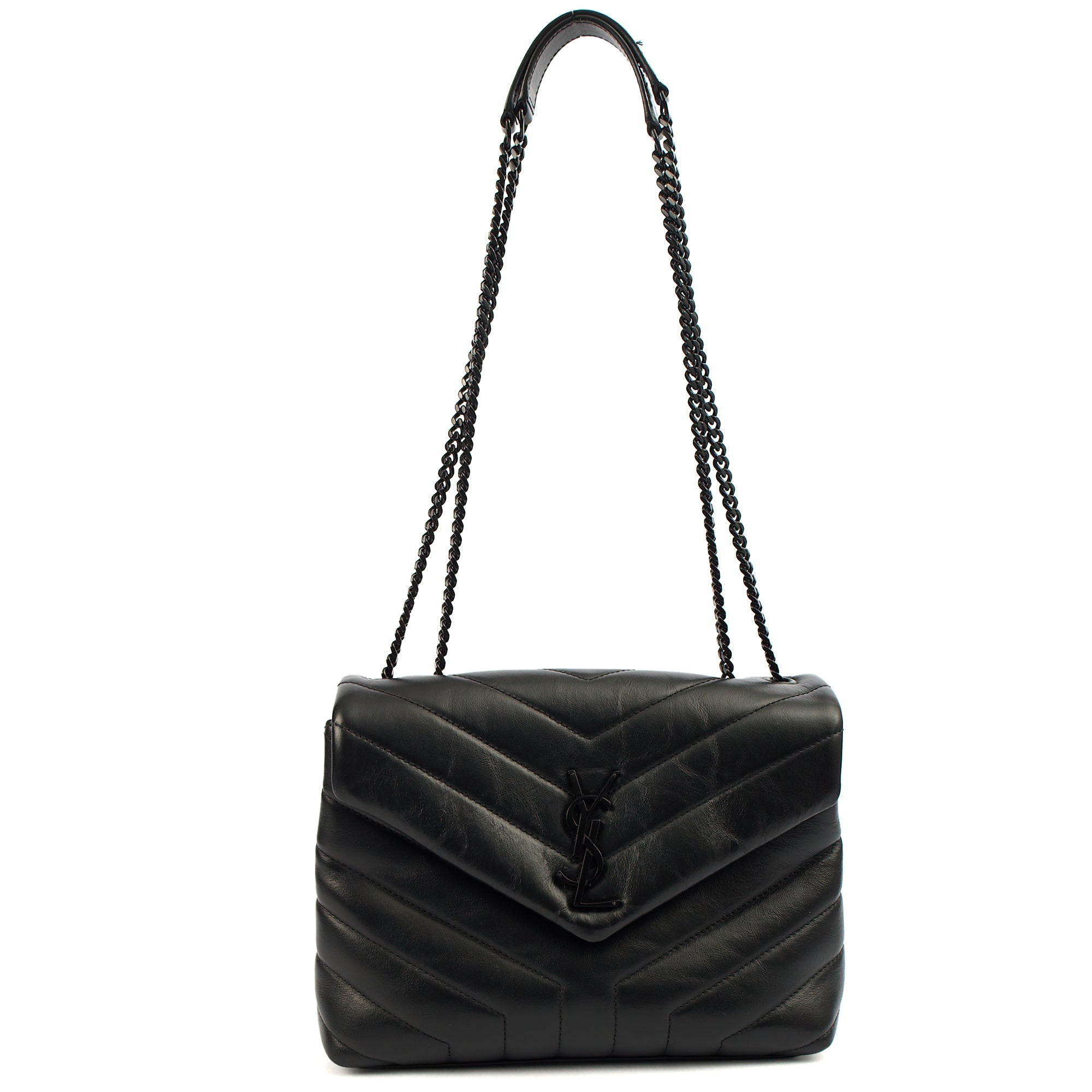 Saint Laurent Cross Body Lou Lou - Small in Black, Leather — Back View