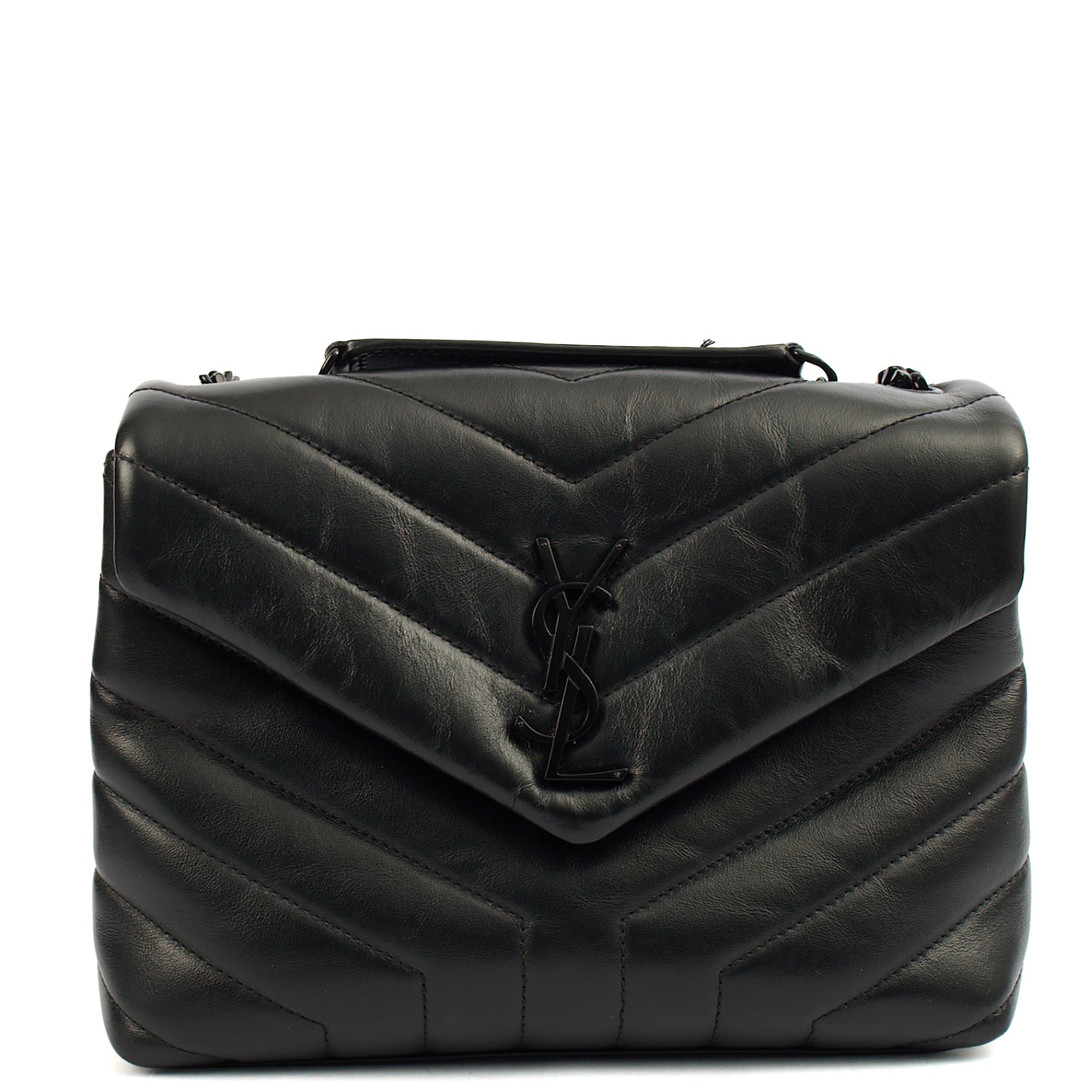 Saint Laurent Cross Body Lou Lou - Small in Black, Leather — Front View