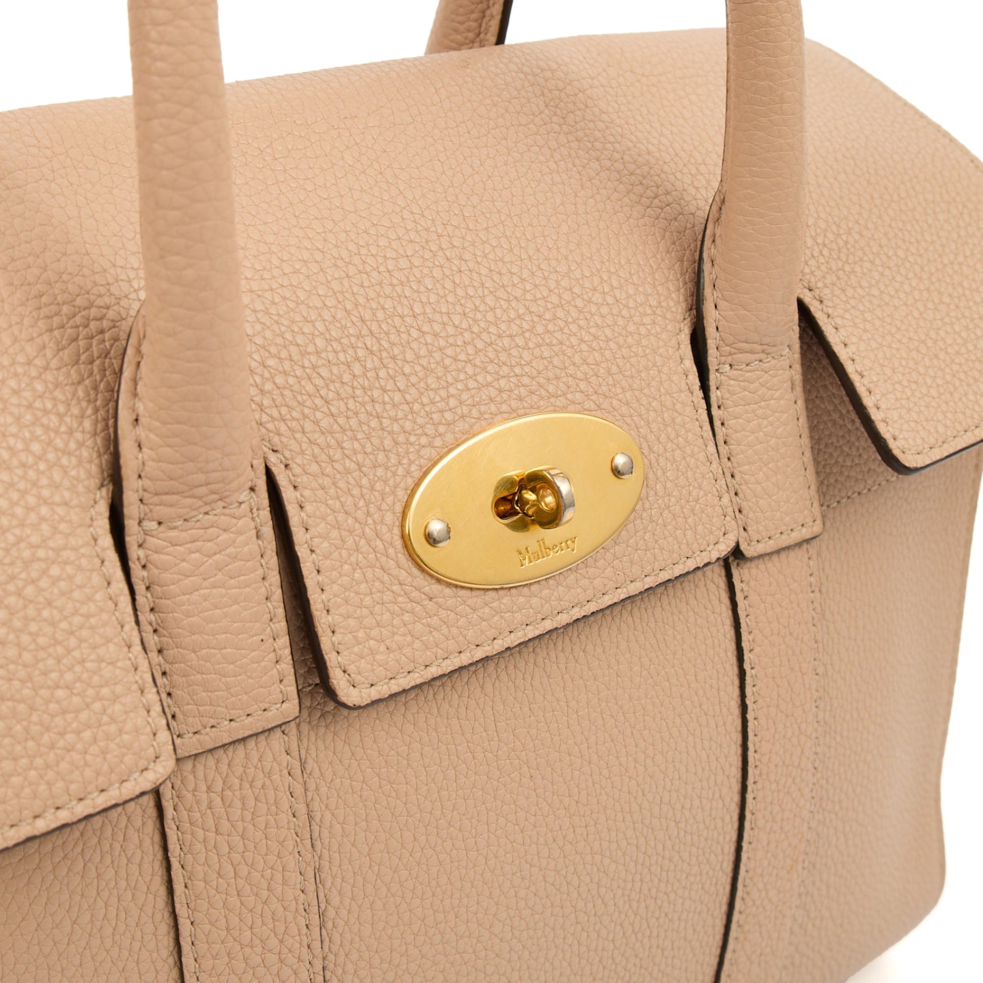 Mulberry Top Handle Bayswater with Strap- Small in Rose Water, Calfskin Leather — Side View