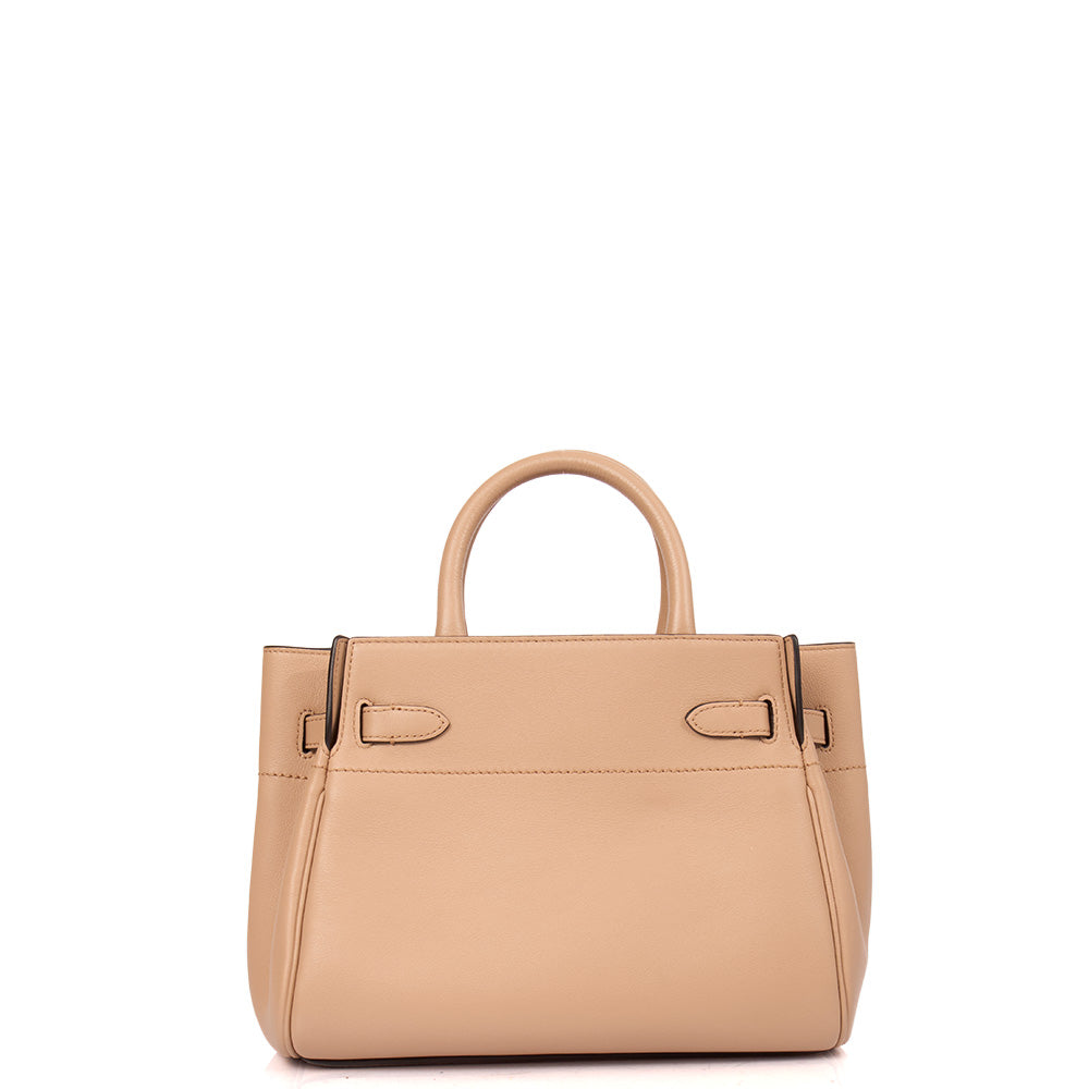 Mulberry Top Handle Belted Bayswater in Putty, Calfskin Leather — Back View