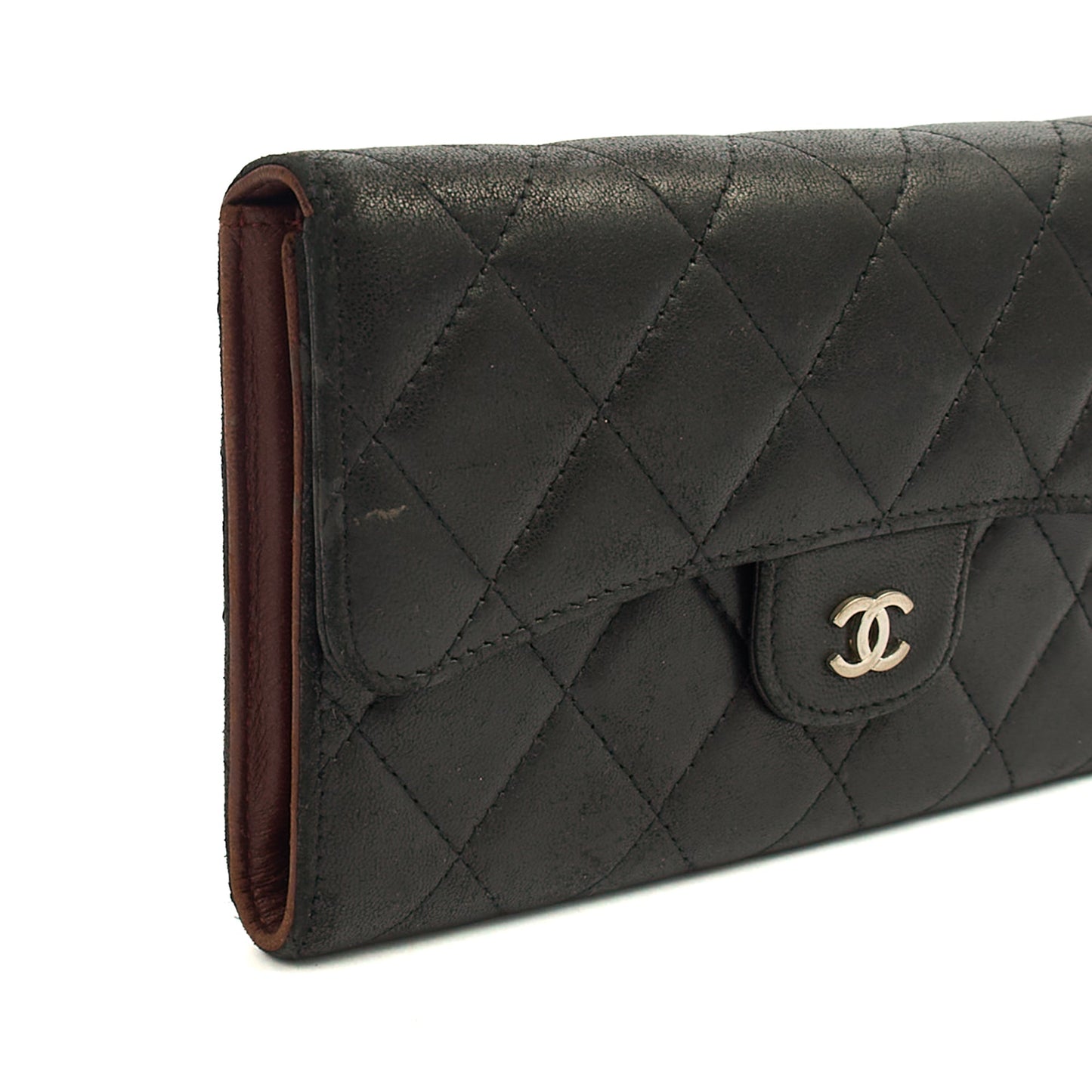 Chanel Purse Classic Long Flap Wallet in Black, Lambskin Leather — Alternate View 9
