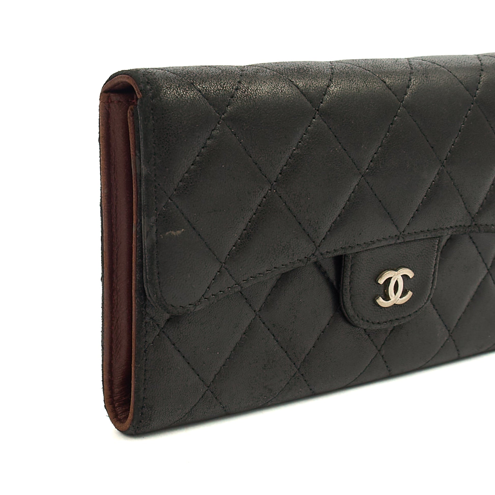 Chanel Purse Classic Long Flap Wallet in Black, Lambskin Leather — Alternate View 9