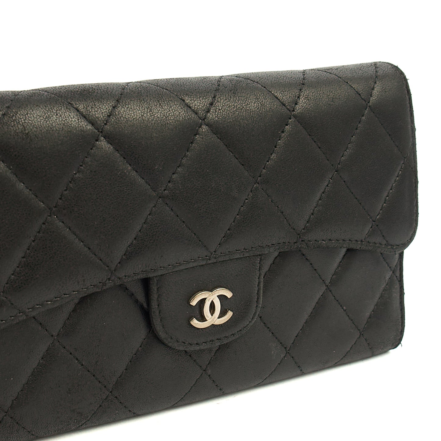 Chanel Purse Classic Long Flap Wallet in Black, Lambskin Leather — Alternate View 7