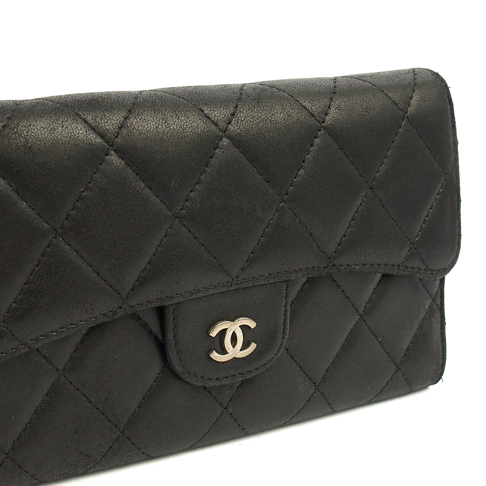 Chanel Purse Classic Long Flap Wallet in Black, Lambskin Leather — Alternate View 7