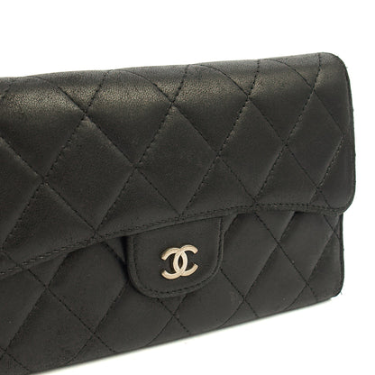 Chanel Purse Classic Long Flap Wallet in Black, Lambskin Leather — Alternate View 7