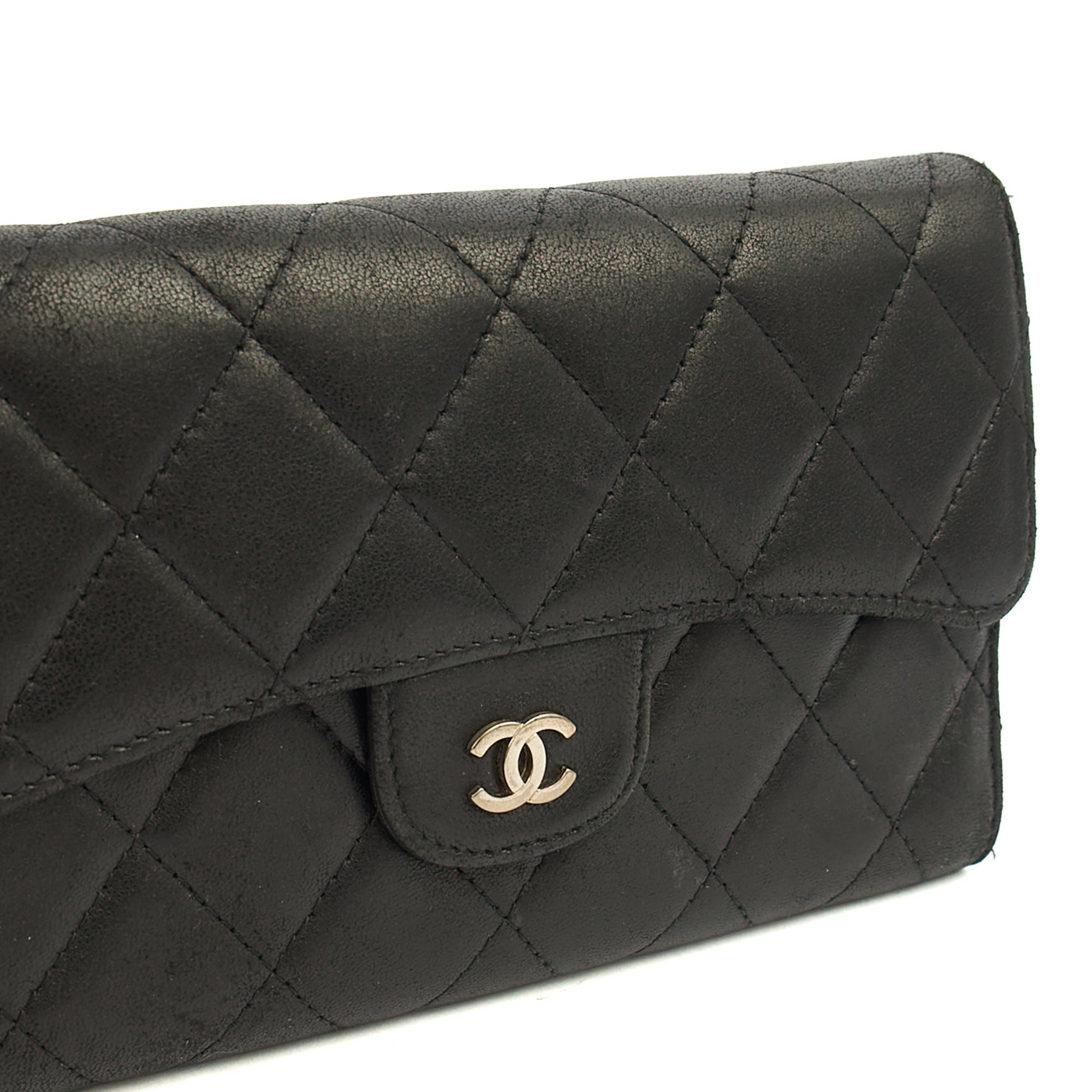 Chanel Purse Classic Long Flap Wallet in Black, Lambskin Leather — Alternate View 17