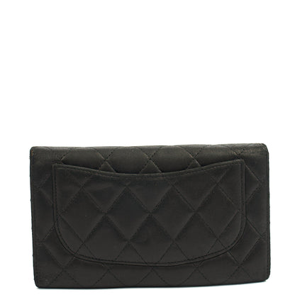 Chanel Purse Classic Long Flap Wallet in Black, Lambskin Leather — Top View