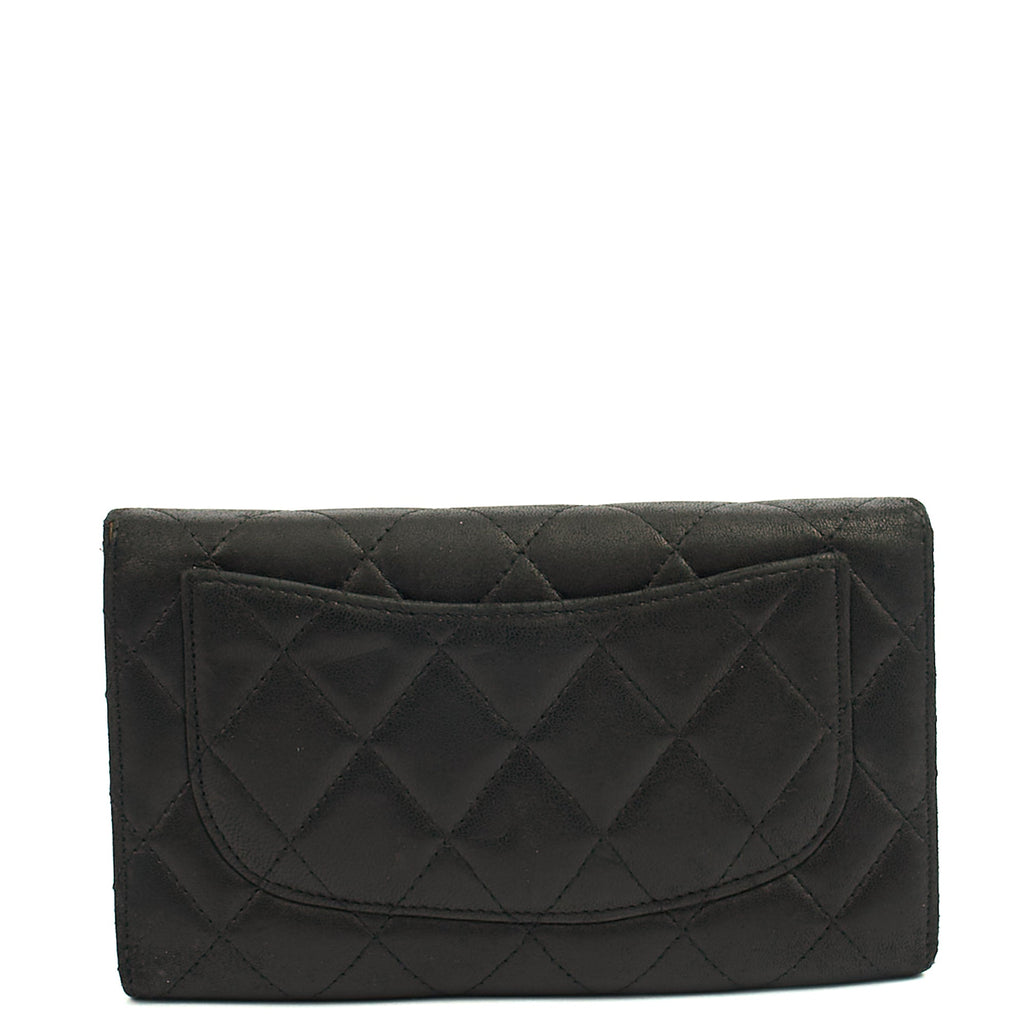 Chanel Purse Classic Long Flap Wallet in Black, Lambskin Leather — Alternate View 24