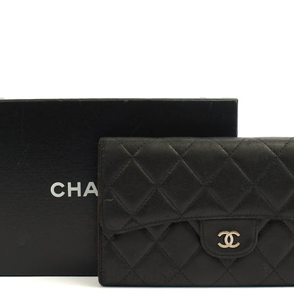 Chanel Purse Classic Long Flap Wallet in Black, Lambskin Leather — Alternate View 12