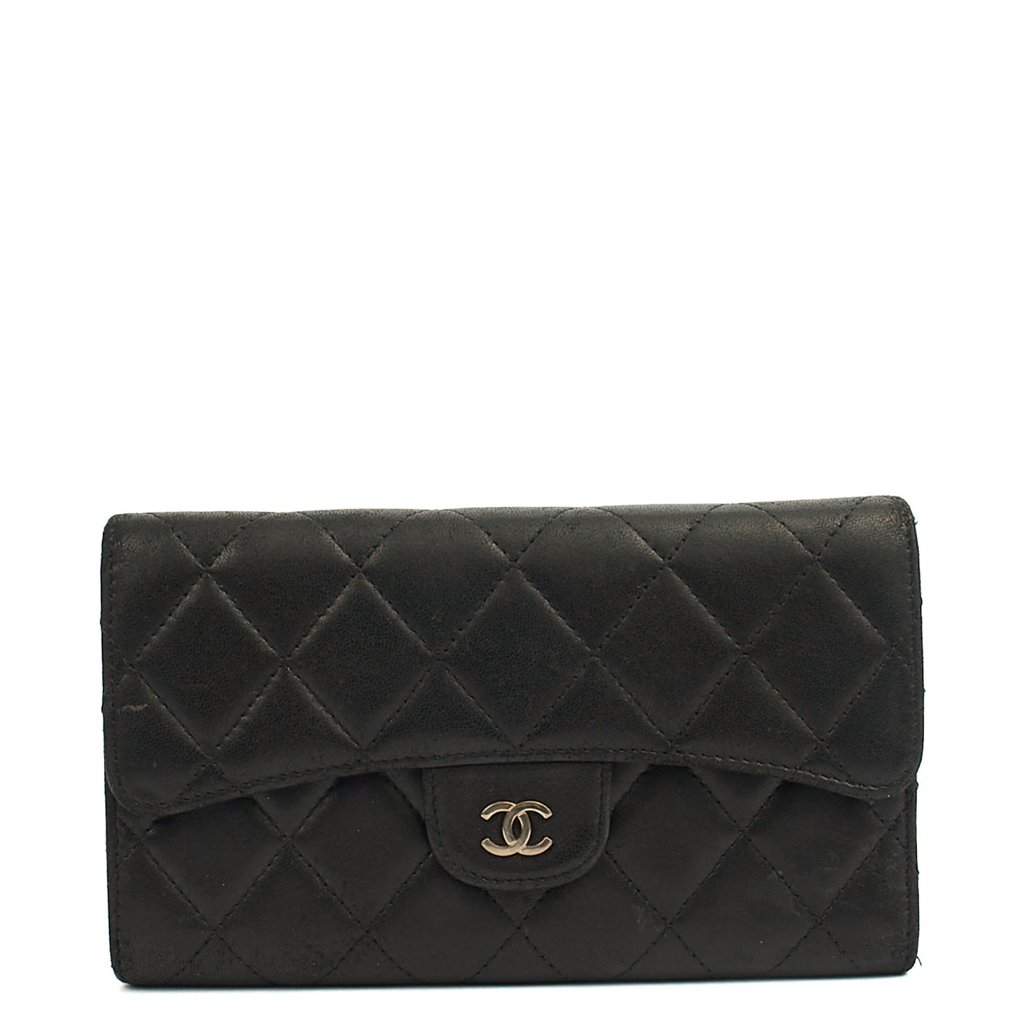 Chanel Purse Classic Long Flap Wallet in Black, Lambskin Leather — Alternate View 11